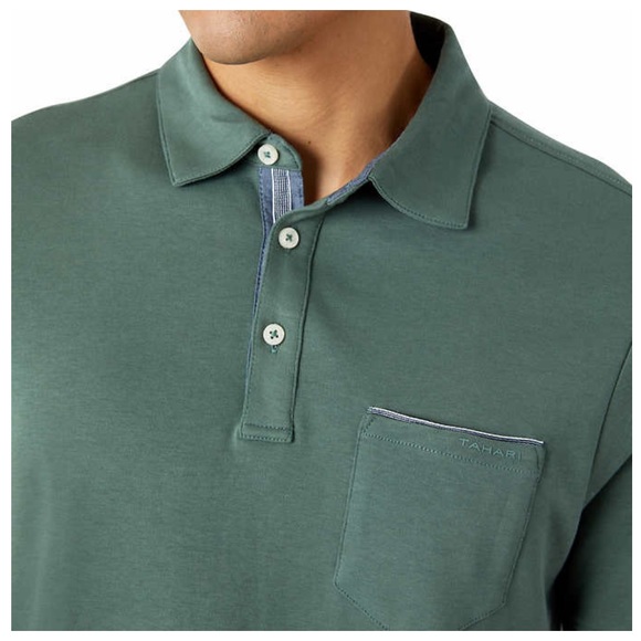 Tahari Men’s Interlock Polo, Green (Size : S, M, L) - Picture 3 of 4